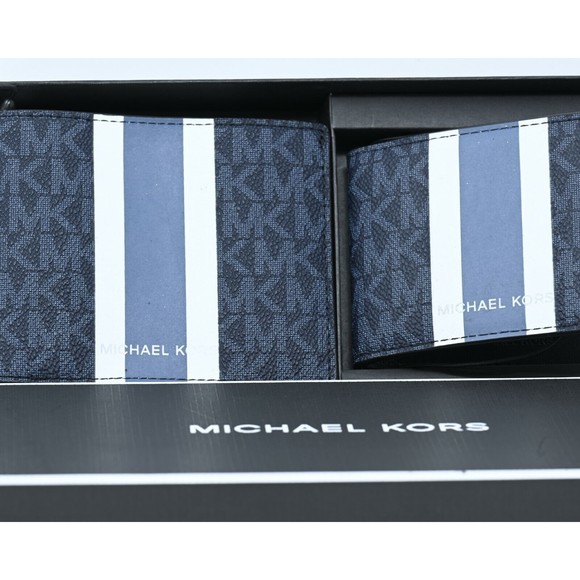 MICHAEL KORS 3 in 1 Wallet Box Set Signature/Stripe PVC Admiral Multi NWT $178 - Picture 3 of 6